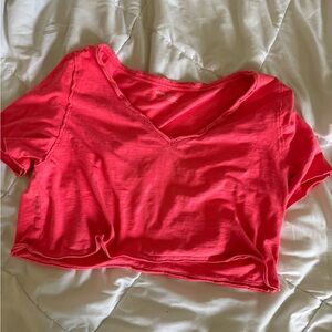 Aerie Red Relaxed Crop T-Shirt
